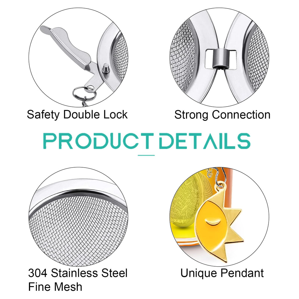 2Pack Tea Infuser with Cute Cat Charm,Premium Stainless Steel Loose Leaf Tea Strainer Tea Steeper Tea Ball Tea Infusers for Loose Tea