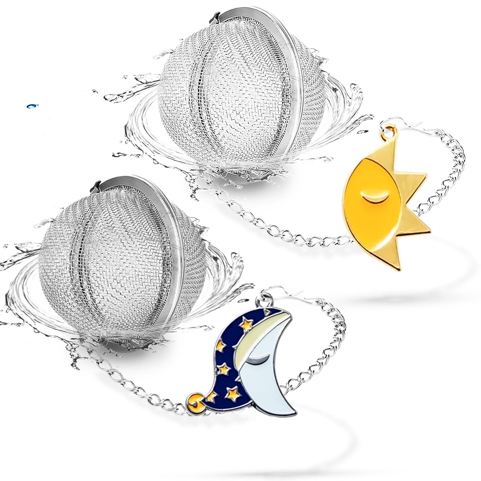 2Pack Tea Infuser with Cute Cat Charm,Premium Stainless Steel Loose Leaf Tea Strainer Tea Steeper Tea Ball Tea Infusers for Loose Tea