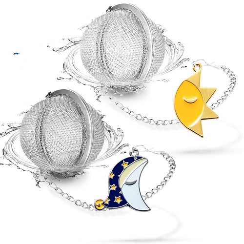 2Pack Tea Infuser with Cute Cat Charm,Premium Stainless Steel Loose Leaf Tea Strainer Tea Steeper Tea Ball Tea Infusers for Loose Tea